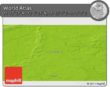 Physical 3D Map of the Area around 71° 56' 54" N, 98° 40' 30" E