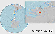Gray Location Map of the area around 71° 11' 25" S, 70° 28' 29" W, hill shading