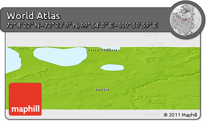 Physical Panoramic Map of the Area around 72° 13' 45" N, 100° 22' 30" E