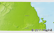Physical 3D Map of the area around 72° 13' 45" N, 108° 43' 29" W