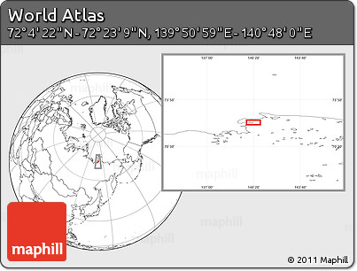 Blank Location Map of the Area around 72° 13' 45" N, 140° 19' 29" E