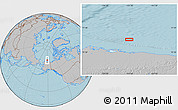 Gray Location Map of the area around 72° 13' 45" N, 151° 13' 29" W, hill shading