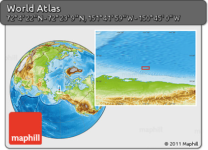 Physical Location Map of the Area around 72° 13' 45" N, 151° 13' 29" W