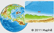 Physical Location Map of the area around 72° 13' 45" N, 151° 13' 29" W