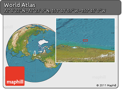 Satellite Location Map of the Area around 72° 13' 45" N, 151° 13' 29" W