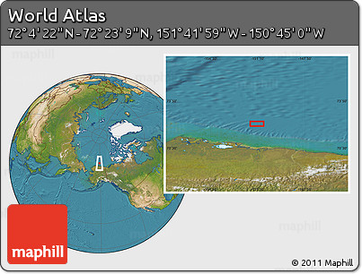 Satellite Location Map of the Area around 72° 13' 45" N, 151° 13' 29" W