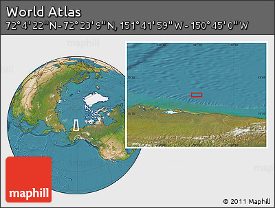 Satellite Location Map of the Area around 72° 13' 45" N, 151° 13' 29" W