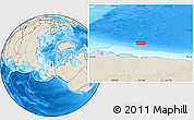 Shaded Relief Location Map of the area around 72° 13' 45" N, 151° 13' 29" W