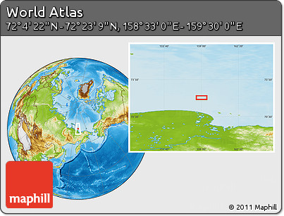Physical Location Map of the Area around 72° 13' 45" N, 159° 1' 30" E