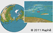 Satellite Location Map of the area around 72° 13' 45" N, 177° 43' 29" E