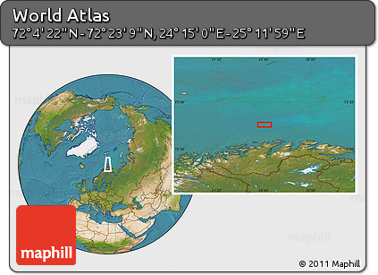 Satellite Location Map of the Area around 72° 13' 45" N, 24° 43' 30" E