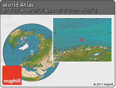 Satellite Location Map of the Area around 72° 13' 45" N, 24° 43' 30" E