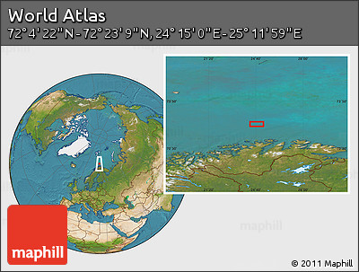 Satellite Location Map of the Area around 72° 13' 45" N, 24° 43' 30" E