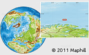 Physical Location Map of the area around 72° 13' 45" N, 27° 16' 29" E