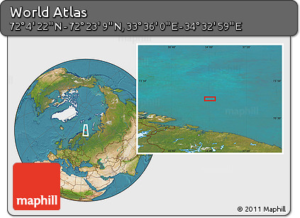 Satellite Location Map of the Area around 72° 13' 45" N, 34° 4' 30" E