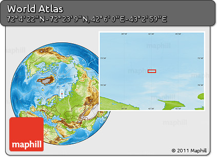 Physical Location Map of the Area around 72° 13' 45" N, 42° 34' 30" E