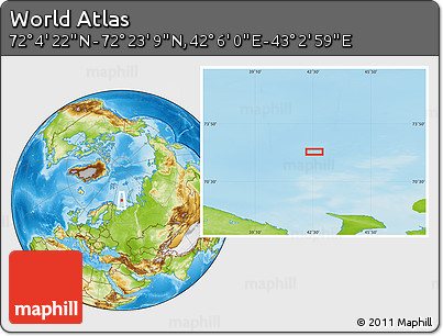 Physical Location Map of the Area around 72° 13' 45" N, 42° 34' 30" E