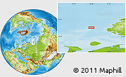 Physical Location Map of the area around 72° 13' 45" N, 48° 31' 29" E
