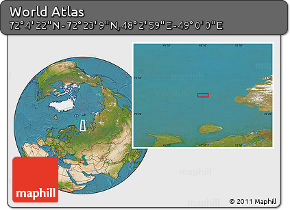 Satellite Location Map of the Area around 72° 13' 45" N, 48° 31' 29" E