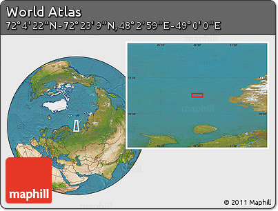Satellite Location Map of the Area around 72° 13' 45" N, 48° 31' 29" E