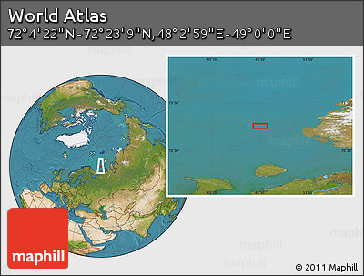 Satellite Location Map of the Area around 72° 13' 45" N, 48° 31' 29" E