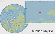 Savanna Style Location Map of the area around 72° 13' 45" N, 48° 31' 29" E, hill shading