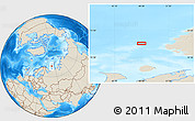 Shaded Relief Location Map of the area around 72° 13' 45" N, 48° 31' 29" E