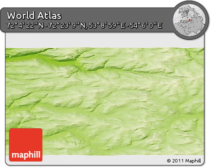Physical 3D Map of the Area around 72° 13' 45" N, 53° 37' 30" E