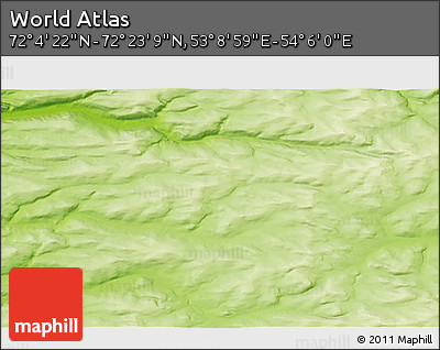 Physical 3D Map of the Area around 72° 13' 45" N, 53° 37' 30" E