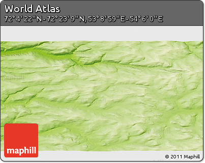 Physical 3D Map of the Area around 72° 13' 45" N, 53° 37' 30" E
