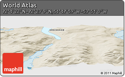 Shaded Relief Panoramic Map of the Area around 72° 13' 45" N, 54° 19' 30" W