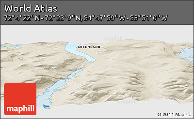 Shaded Relief Panoramic Map of the Area around 72° 13' 45" N, 54° 19' 30" W