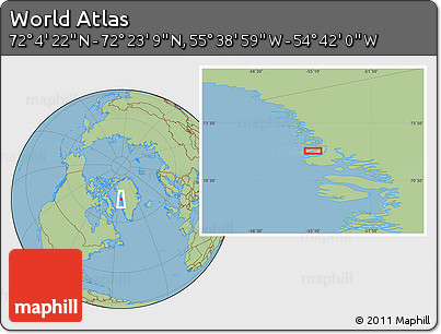 Savanna Style Location Map of the Area around 72° 13' 45" N, 55° 10' 29" W