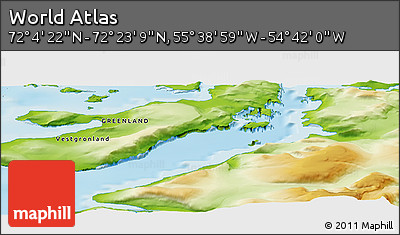Physical Panoramic Map of the Area around 72° 13' 45" N, 55° 10' 29" W