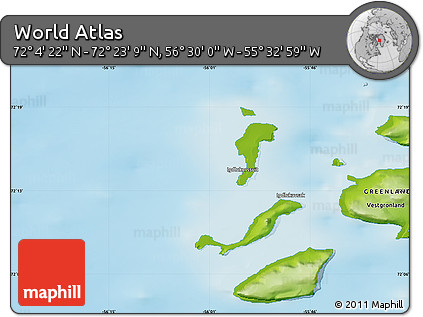 Physical Map of the Area around 72° 13' 45" N, 56° 1' 29" W