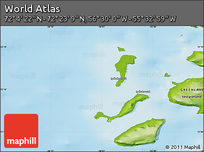 Physical Map of the Area around 72° 13' 45" N, 56° 1' 29" W