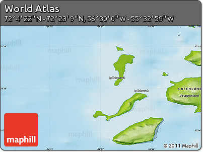 Physical Map of the Area around 72° 13' 45" N, 56° 1' 29" W