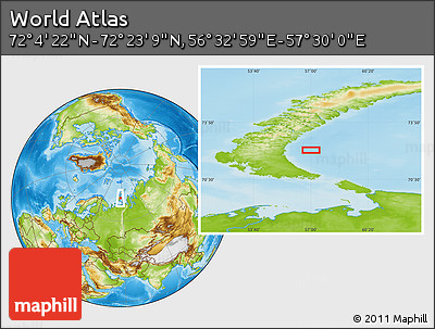 Physical Location Map of the Area around 72° 13' 45" N, 57° 1' 29" E