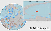 Gray Location Map of the area around 72° 13' 45" N, 61° 16' 29" E, hill shading