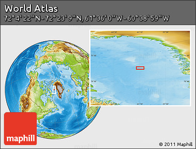 Physical Location Map of the Area around 72° 13' 45" N, 61° 7' 30" W