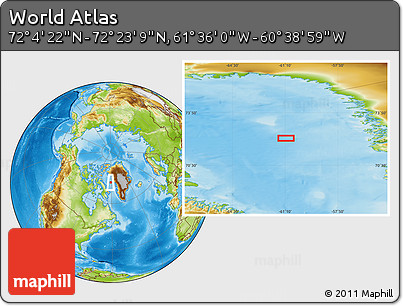 Physical Location Map of the Area around 72° 13' 45" N, 61° 7' 30" W