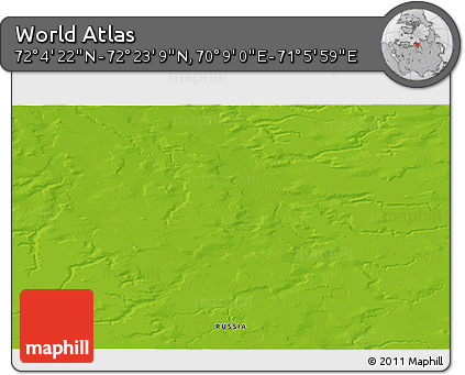 Physical 3D Map of the Area around 72° 13' 45" N, 70° 37' 30" E