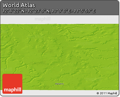 Physical 3D Map of the Area around 72° 13' 45" N, 70° 37' 30" E