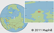 Savanna Style Location Map of the area around 72° 13' 45" N, 70° 37' 30" E