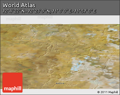 Satellite 3D Map of the Area around 72° 13' 45" N, 71° 28' 29" E