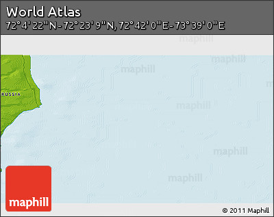 Physical 3D Map of the Area around 72° 13' 45" N, 73° 10' 30" E