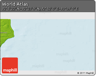 Physical 3D Map of the Area around 72° 13' 45" N, 73° 10' 30" E