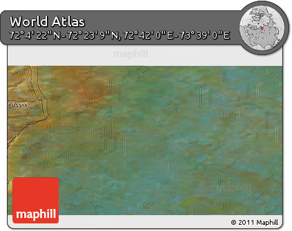 Satellite 3D Map of the Area around 72° 13' 45" N, 73° 10' 30" E