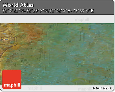 Satellite 3D Map of the Area around 72° 13' 45" N, 73° 10' 30" E