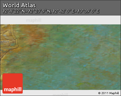 Satellite 3D Map of the Area around 72° 13' 45" N, 73° 10' 30" E